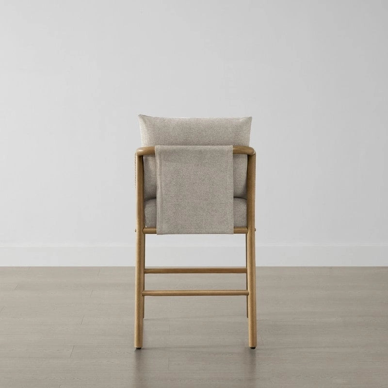 Tabouret de bar hauteur comptoir avec accoudoirs en bois tressé, lot de 2