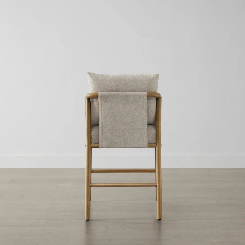 Tabouret de bar hauteur comptoir avec accoudoirs en bois tressé, lot de 2