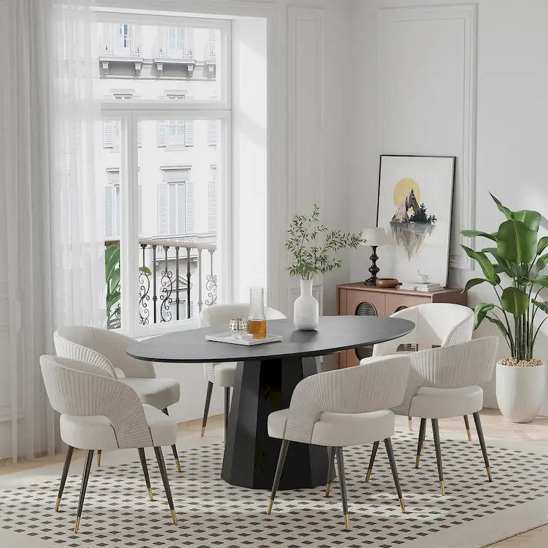 Table à manger ovale 67 po avec 3 options de couleur pour 6 personnes - 67x33.5x31