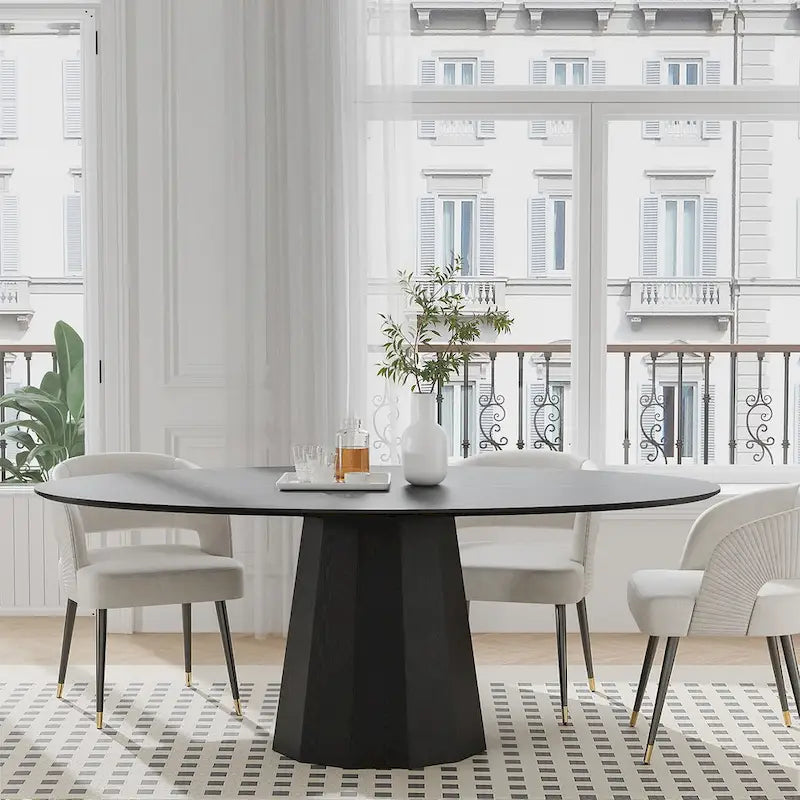 Table à manger ovale 67 po avec 3 options de couleur pour 6 personnes - 67x33.5x31