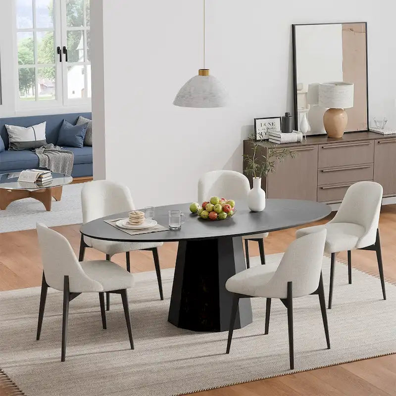 Table à manger ovale 67 po avec 3 options de couleur pour 6 personnes - 67x33.5x31
