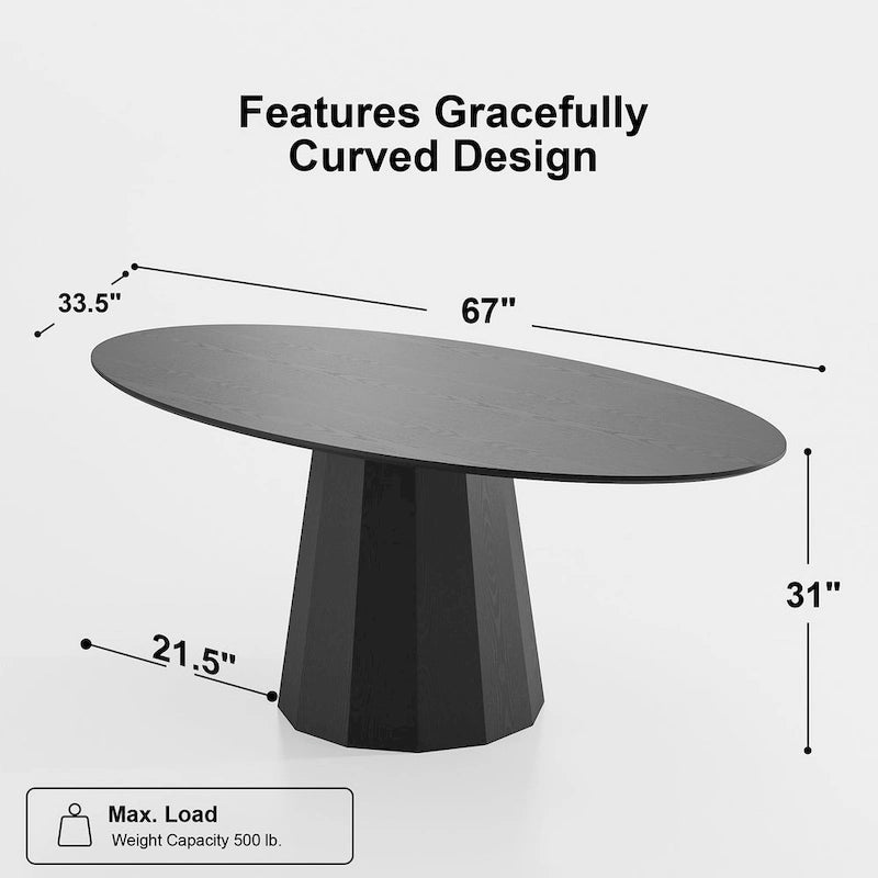 Table à manger ovale 67 po avec 3 options de couleur pour 6 personnes - 67x33.5x31
