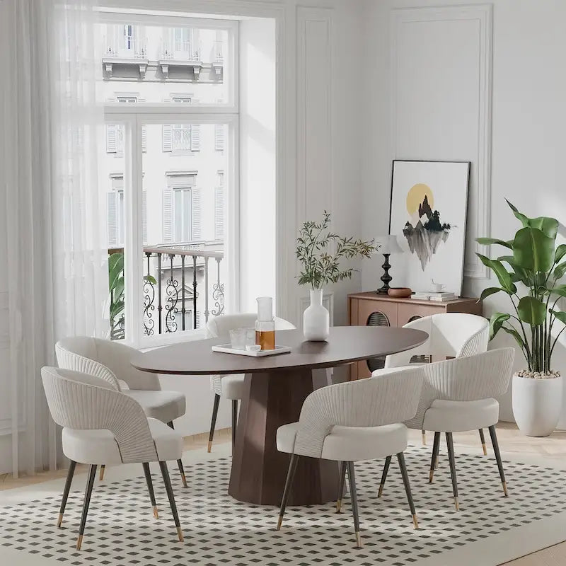Table à manger ovale 67 po avec 3 options de couleur pour 6 personnes - 67x33.5x31