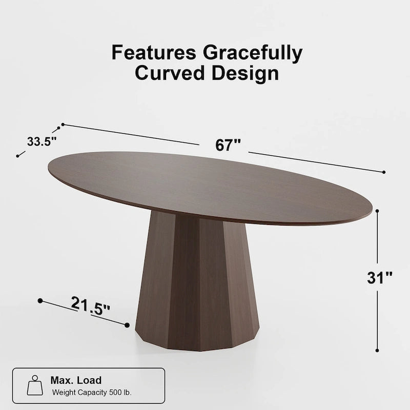 Table à manger ovale 67 po avec 3 options de couleur pour 6 personnes - 67x33.5x31