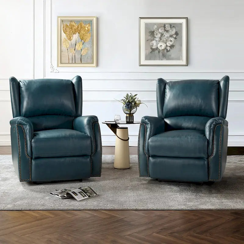 Fauteuil inclinable électrique en cuir véritable avec port USB - Lot de 2