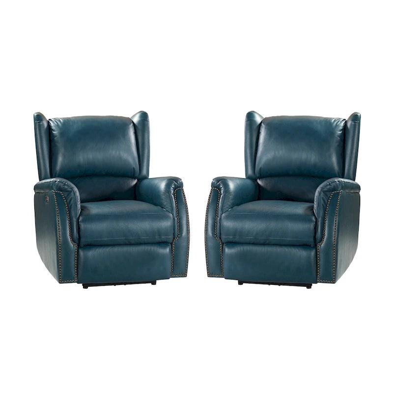 Fauteuil inclinable électrique en cuir véritable avec port USB - Lot de 2
