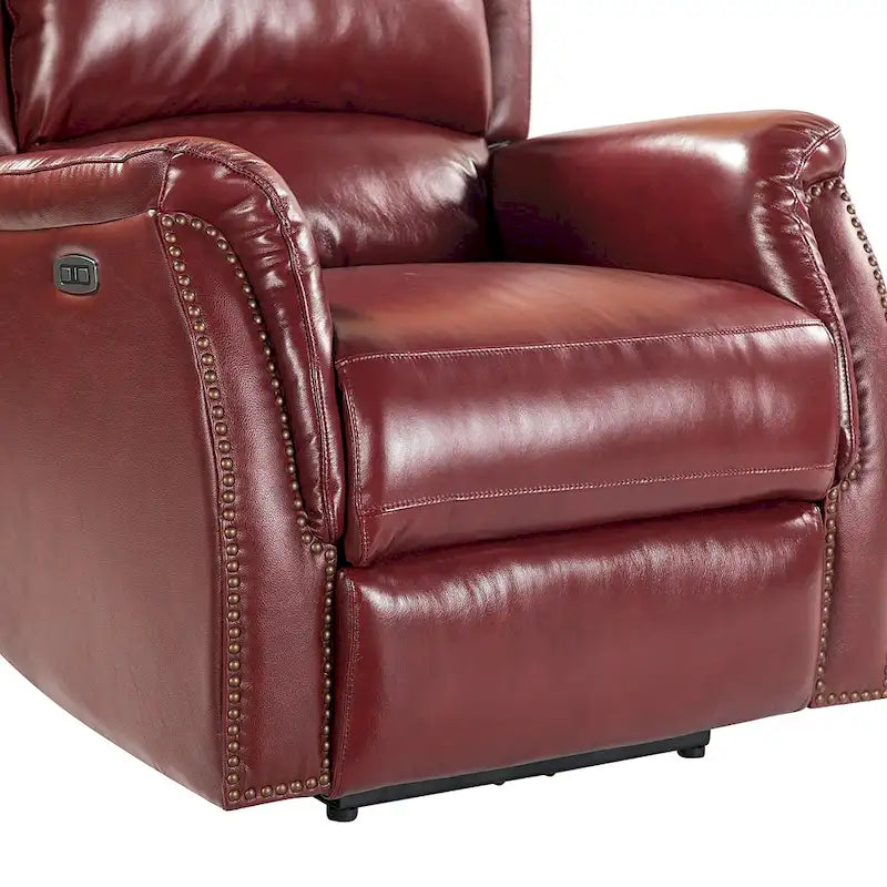 Fauteuil inclinable électrique en cuir véritable avec port USB - Lot de 2