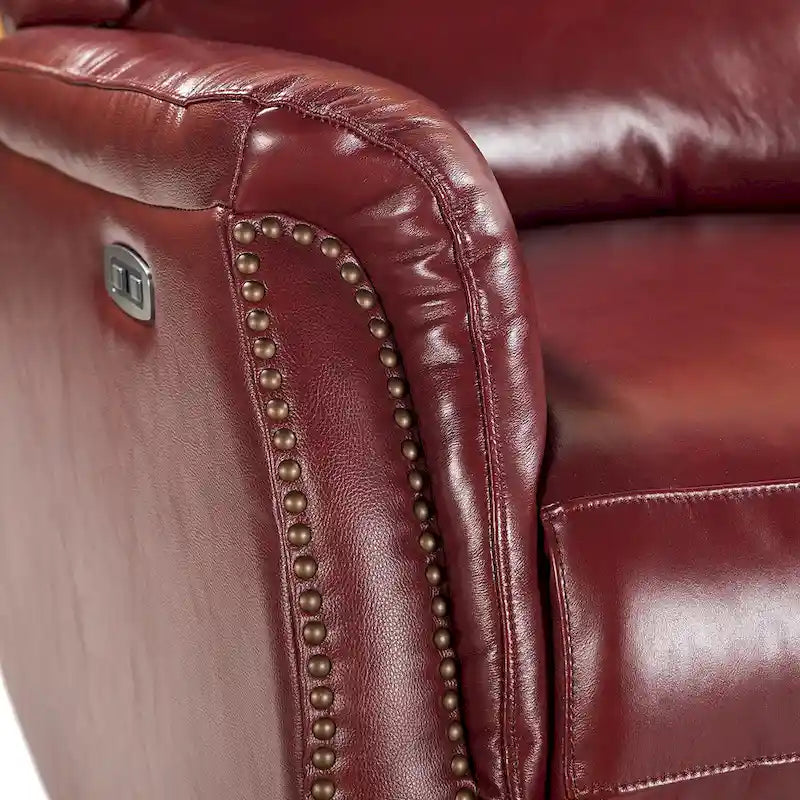 Fauteuil inclinable électrique en cuir véritable avec port USB - Lot de 2