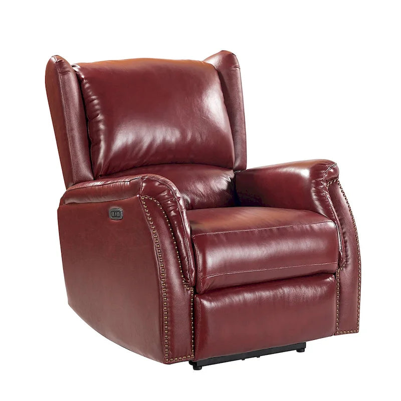 Fauteuil inclinable électrique en cuir véritable avec port USB - Lot de 2