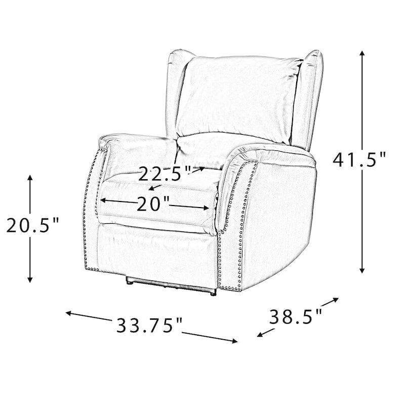 Fauteuil inclinable électrique en cuir véritable avec port USB - Lot de 2