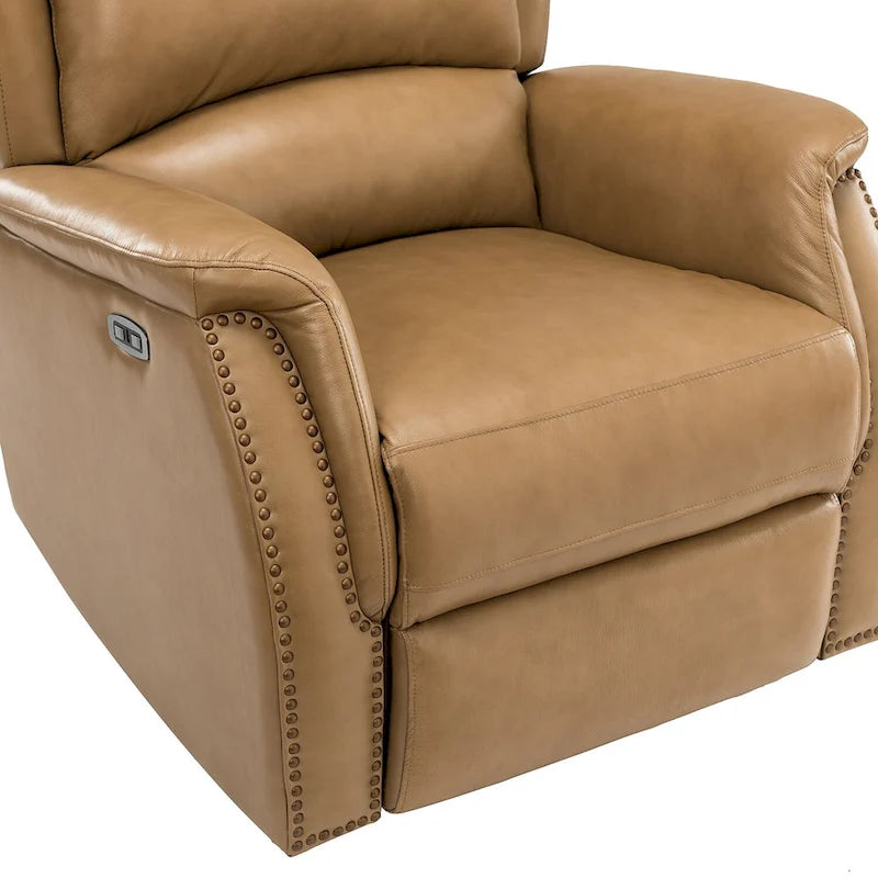 Fauteuil inclinable électrique en cuir véritable avec port USB - Lot de 2