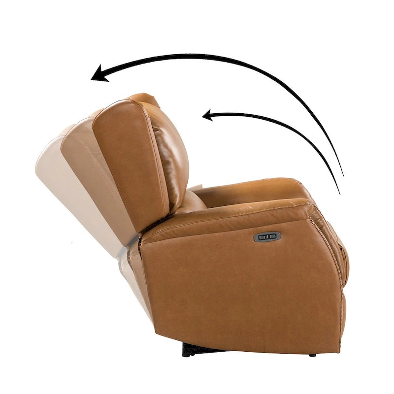 Fauteuil inclinable électrique en cuir véritable avec port USB - Lot de 2