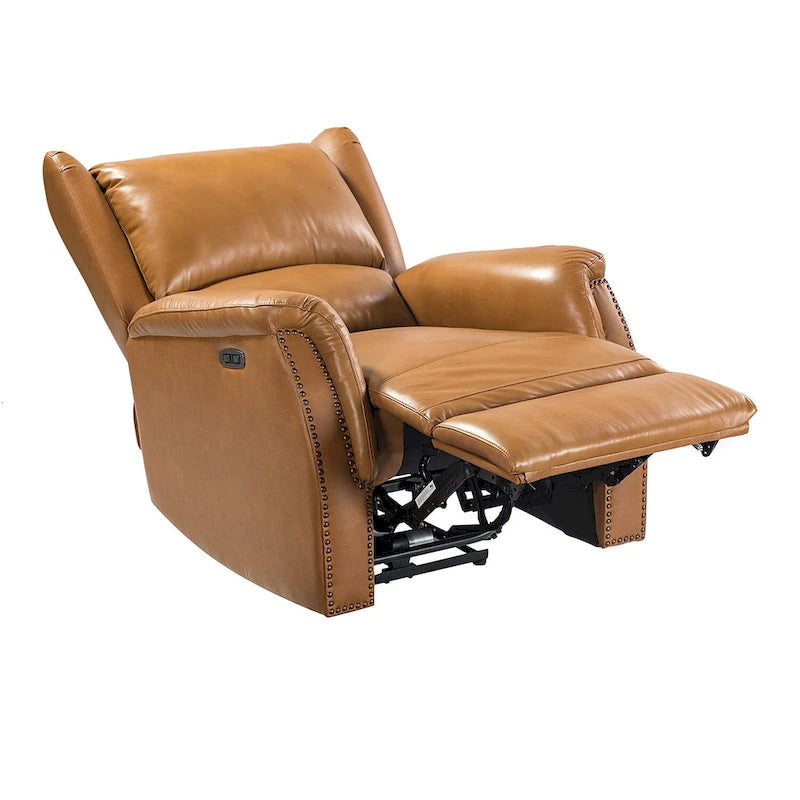 Fauteuil inclinable électrique en cuir véritable avec port USB - Lot de 2