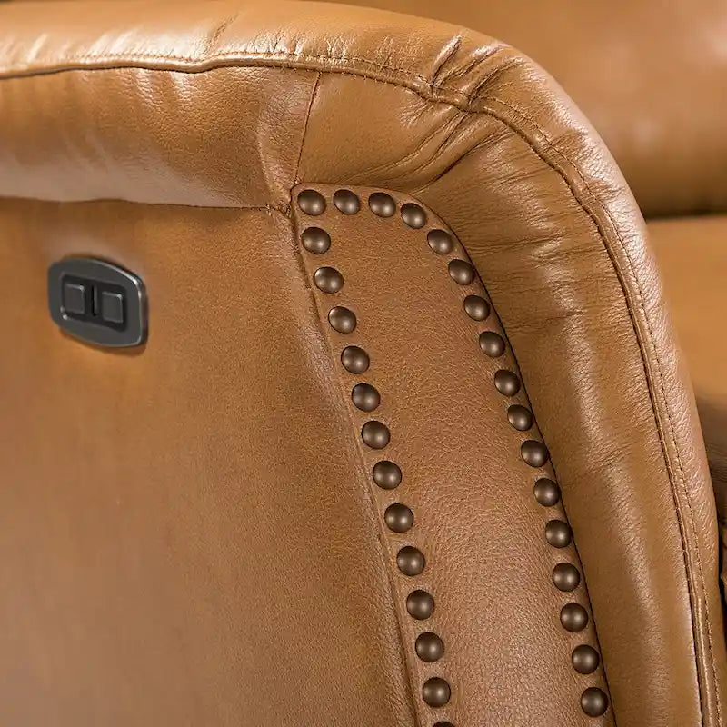 Fauteuil inclinable électrique en cuir véritable avec port USB - Lot de 2