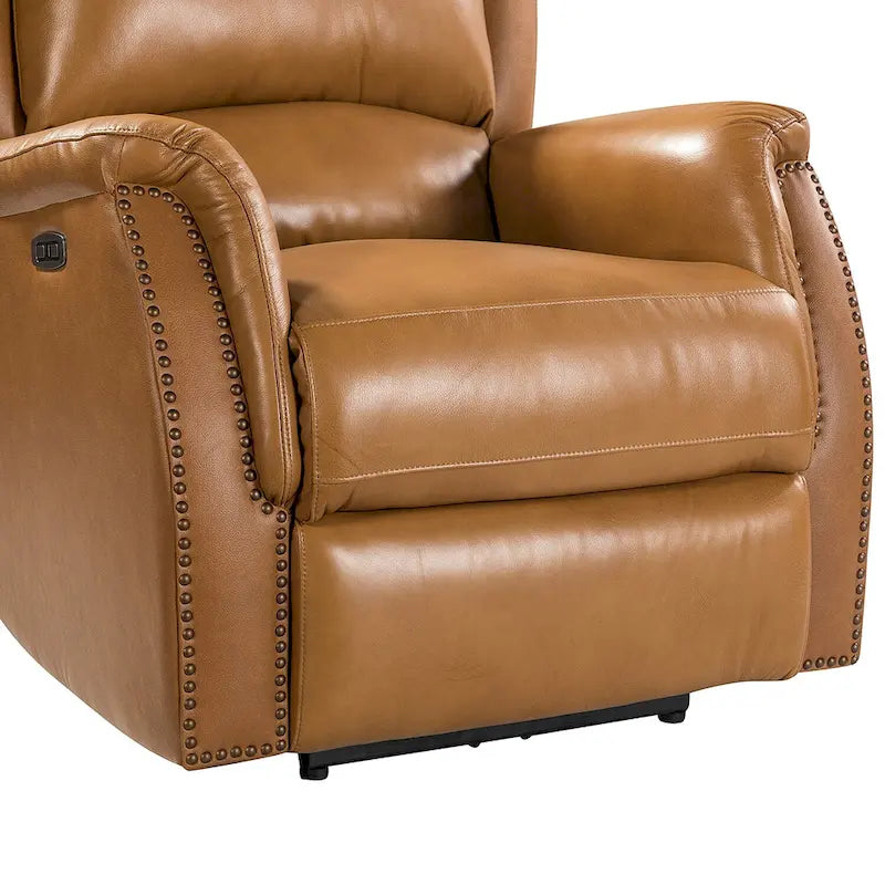 Fauteuil inclinable électrique en cuir véritable avec port USB - Lot de 2