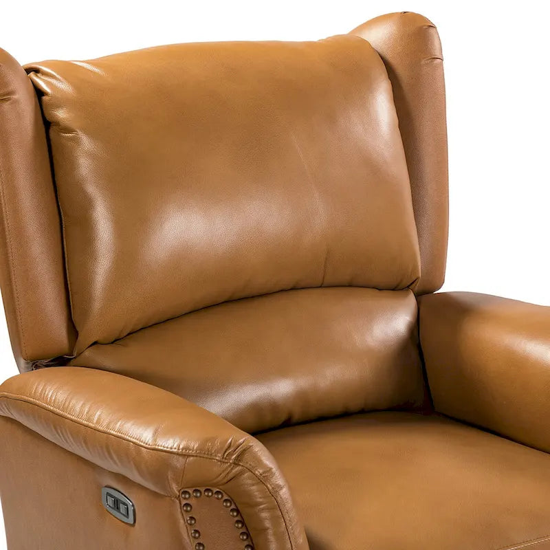 Fauteuil inclinable électrique en cuir véritable avec port USB - Lot de 2
