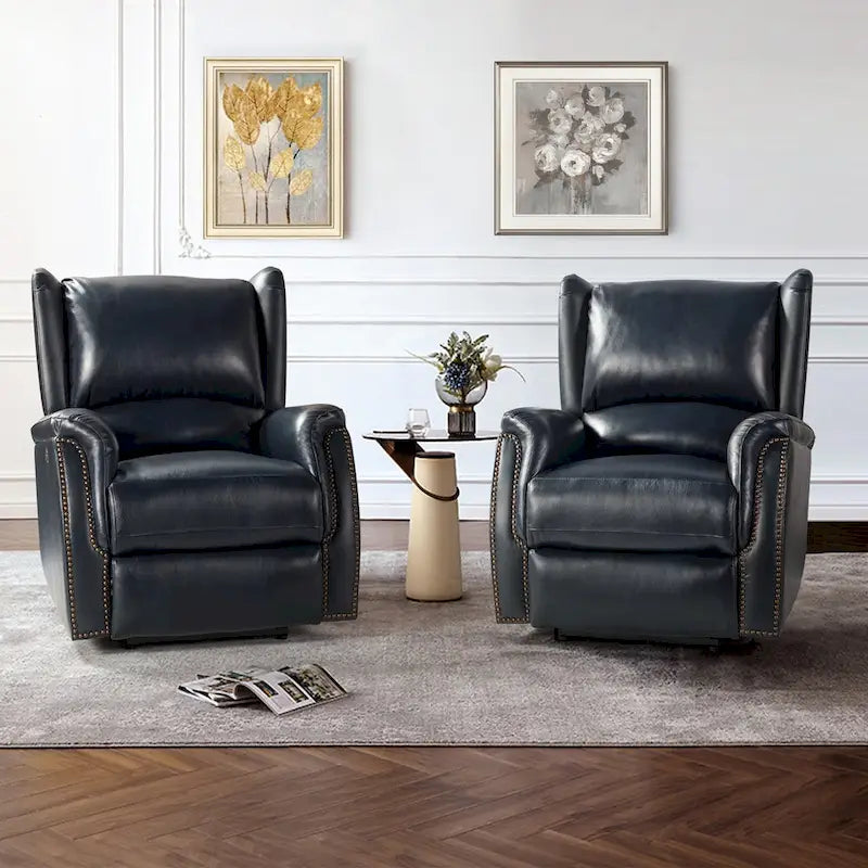 Fauteuil inclinable électrique en cuir véritable avec port USB - Lot de 2