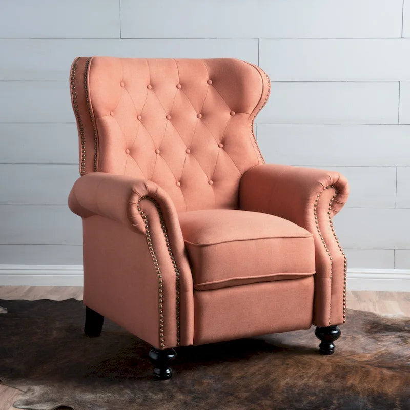 Fauteuil inclinable en tissu clouté par