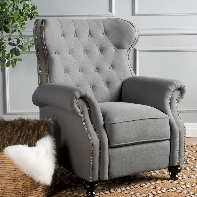 Fauteuil inclinable en tissu clouté par