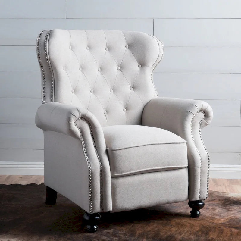 Fauteuil inclinable en tissu clouté par