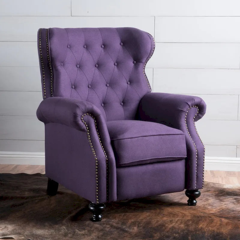 Fauteuil inclinable en tissu clouté par