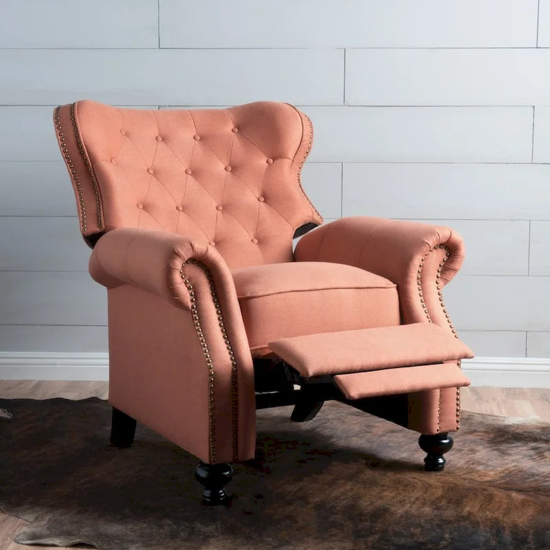Fauteuil inclinable en tissu clouté par