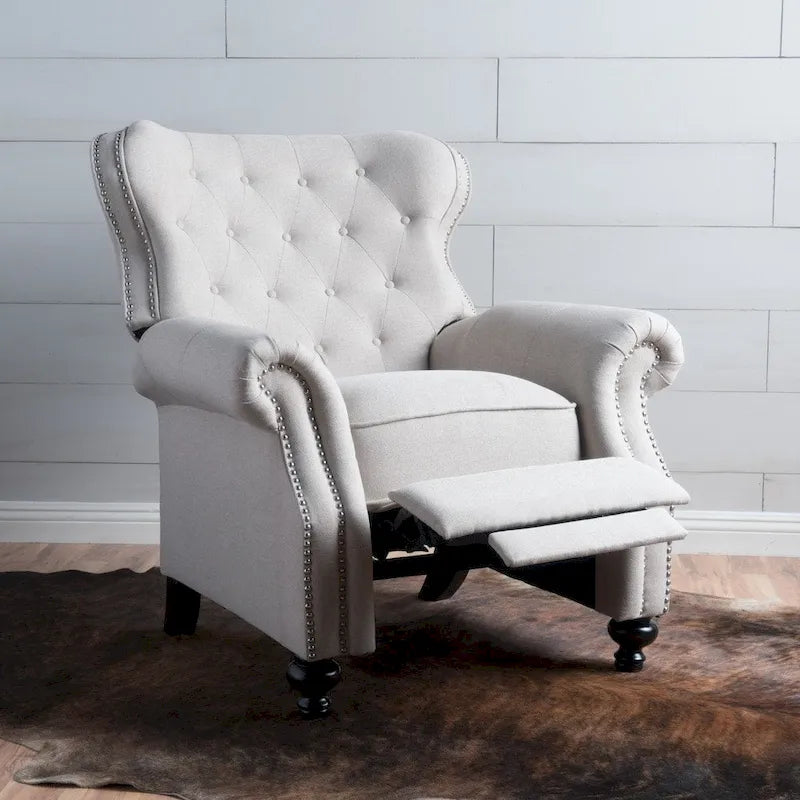Fauteuil inclinable en tissu clouté par
