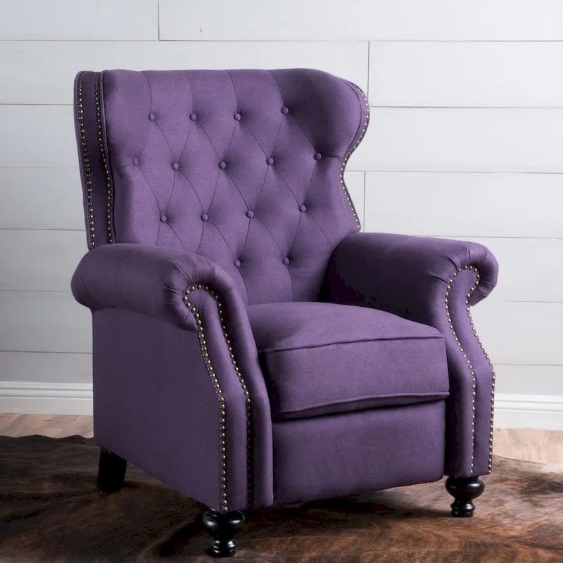 Fauteuil inclinable en tissu clouté par