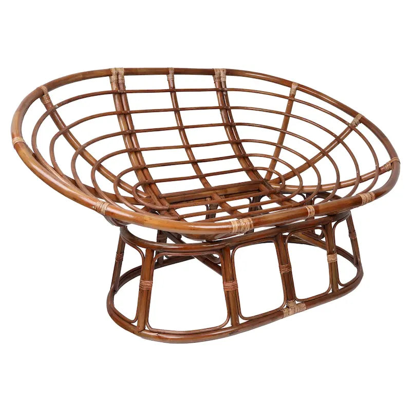 Chaise double Papasan en rotin avec coussin en sergé