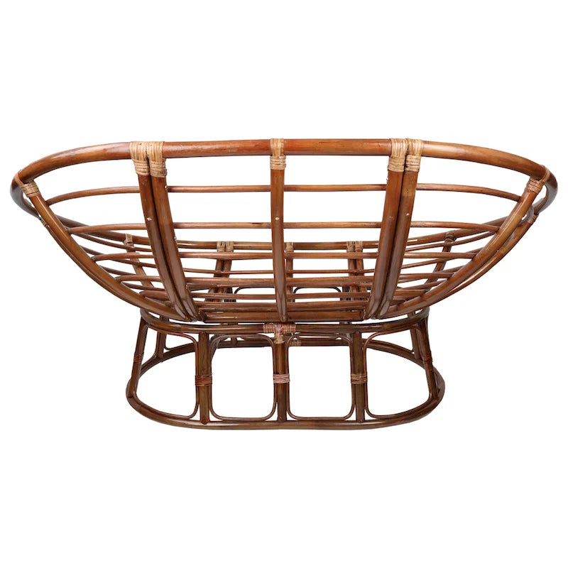 Chaise double Papasan en rotin avec coussin en sergé