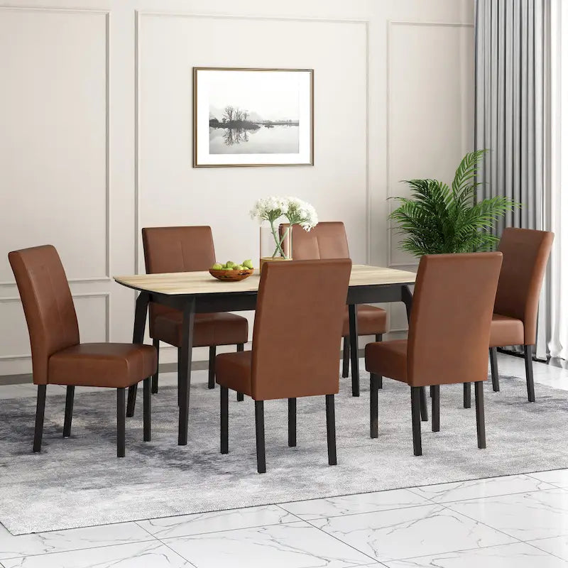Chaises de salle à manger capitonnées à surpiqûres en T (lot de 6) par
