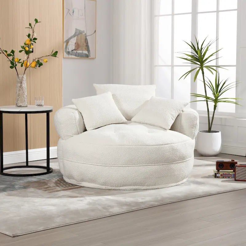 Fauteuil d'appoint rembourré en boucle touffeté avec coussins pour le salon