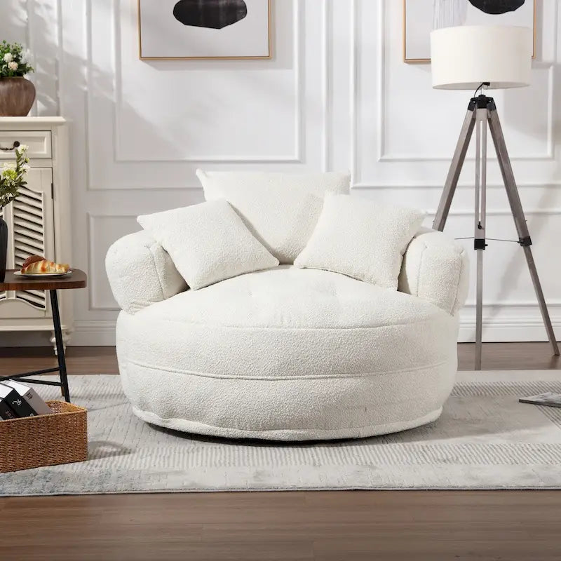 Fauteuil d'appoint rembourré en boucle touffeté avec coussins pour le salon