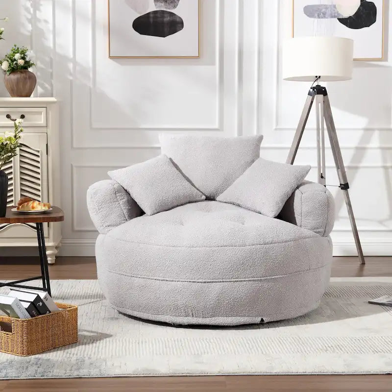 Fauteuil d'appoint rembourré en boucle touffeté avec coussins pour le salon