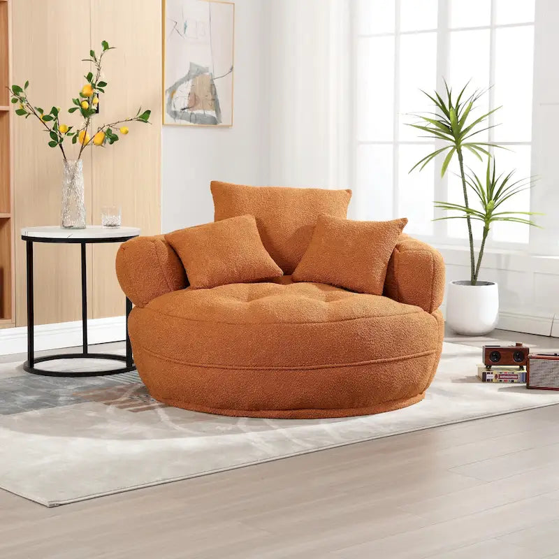 Fauteuil d'appoint rembourré en boucle touffeté avec coussins pour le salon