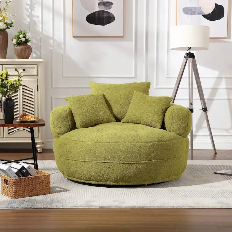 Fauteuil d'appoint rembourré en boucle touffeté avec coussins pour le salon