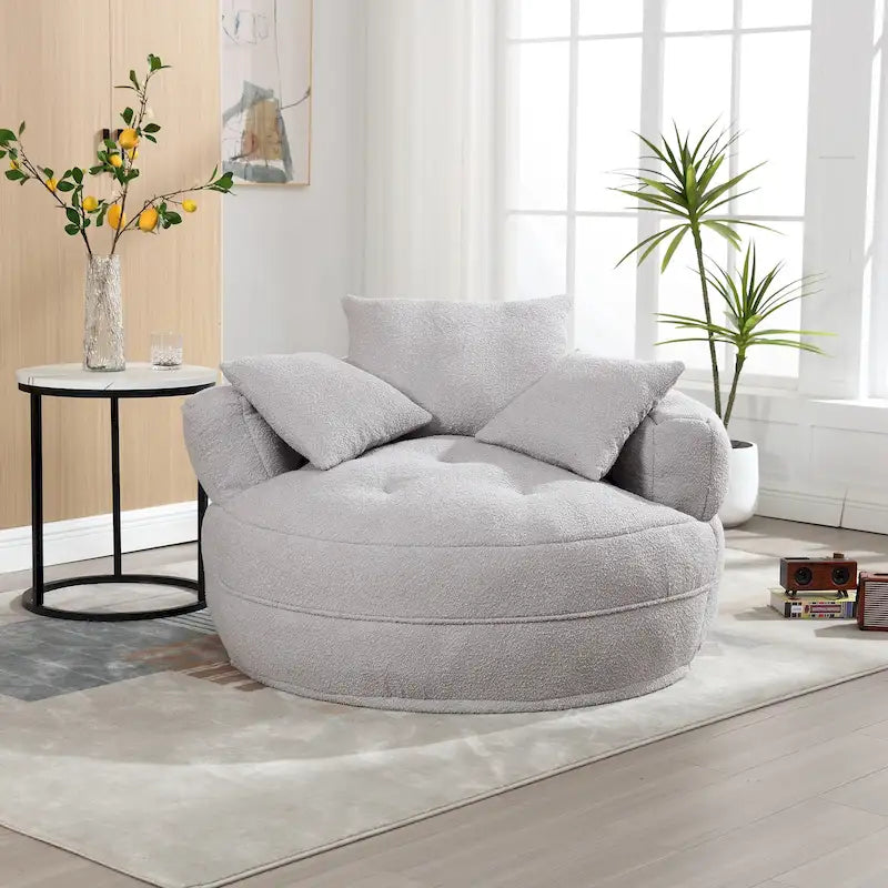 Fauteuil d'appoint rembourré en boucle touffeté avec coussins pour le salon