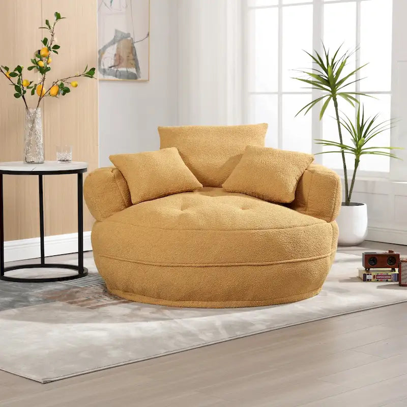 Fauteuil d'appoint rembourré en boucle touffeté avec coussins pour le salon