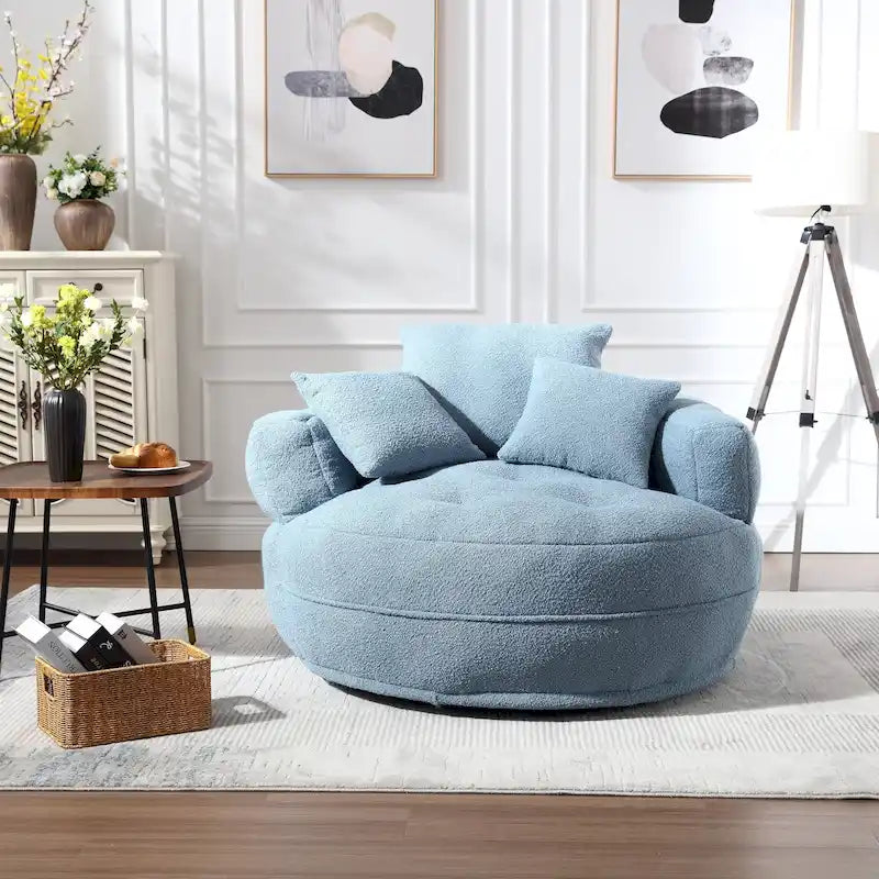Fauteuil d'appoint rembourré en boucle touffeté avec coussins pour le salon