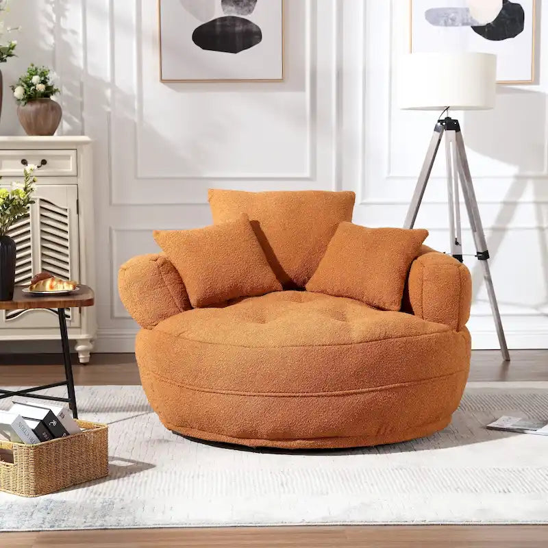 Fauteuil d'appoint rembourré en boucle touffeté avec coussins pour le salon
