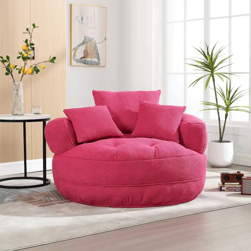Fauteuil d'appoint rembourré en boucle touffeté avec coussins pour le salon