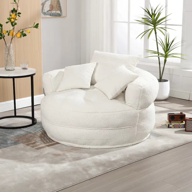 Fauteuil d'appoint rembourré en boucle touffeté avec coussins pour le salon