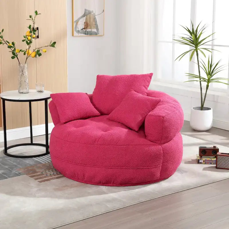 Fauteuil d'appoint rembourré en boucle touffeté avec coussins pour le salon