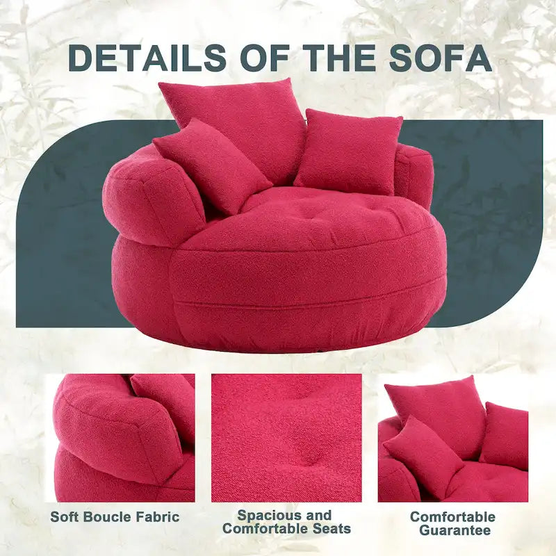 Fauteuil d'appoint rembourré en boucle touffeté avec coussins pour le salon