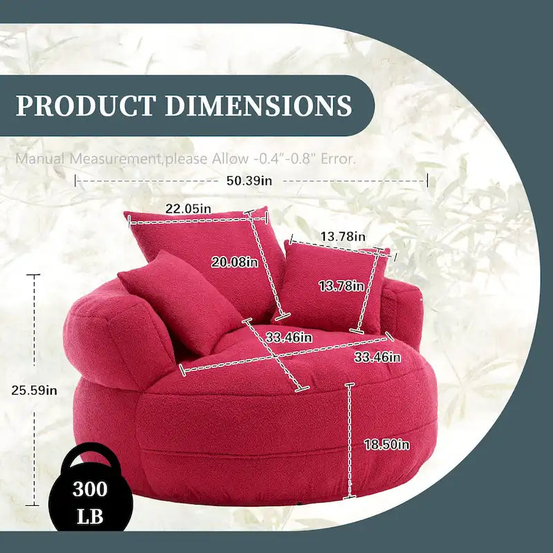 Fauteuil d'appoint rembourré en boucle touffeté avec coussins pour le salon