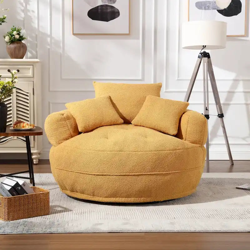 Fauteuil d'appoint rembourré en boucle touffeté avec coussins pour le salon