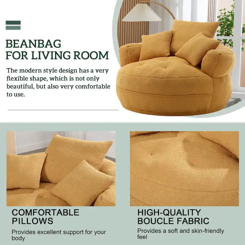 Fauteuil d'appoint rembourré en boucle touffeté avec coussins pour le salon