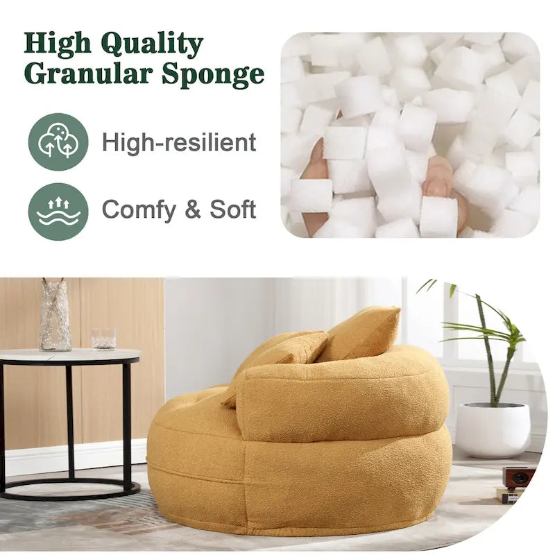 Fauteuil d'appoint rembourré en boucle touffeté avec coussins pour le salon