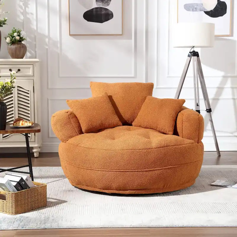 Fauteuil d'appoint rembourré en boucle touffeté avec coussins pour le salon