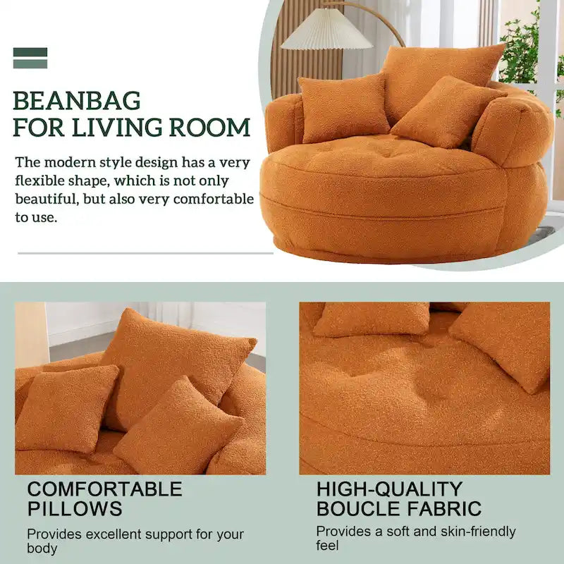 Fauteuil d'appoint rembourré en boucle touffeté avec coussins pour le salon